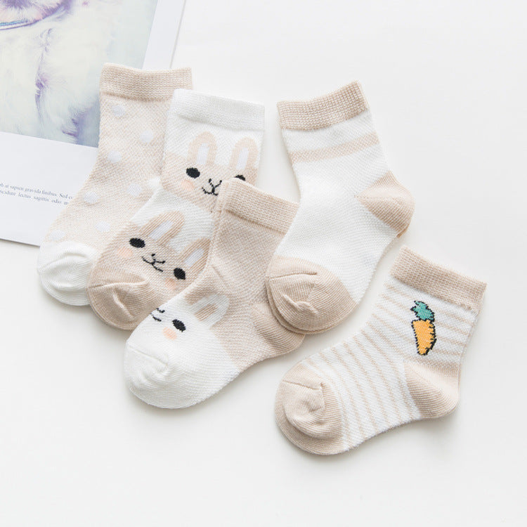 5-Pair Cotton Baby Socks – Soft, Breathable & Gentle for Baby Boys and Girls
