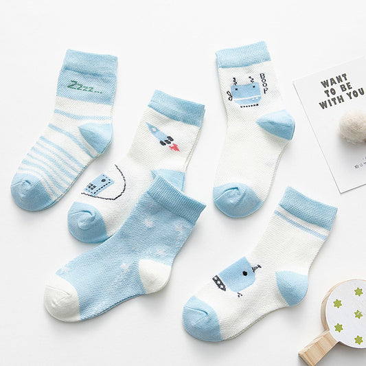 5-Pair Cotton Baby Socks – Soft, Breathable & Gentle for Baby Boys and Girls