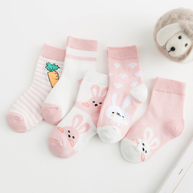 5-Pair Cotton Baby Socks – Soft, Breathable & Gentle for Baby Boys and Girls