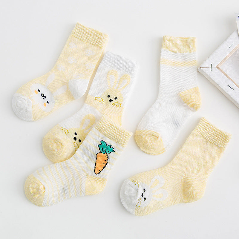 5-Pair Cotton Baby Socks – Soft, Breathable & Gentle for Baby Boys and Girls